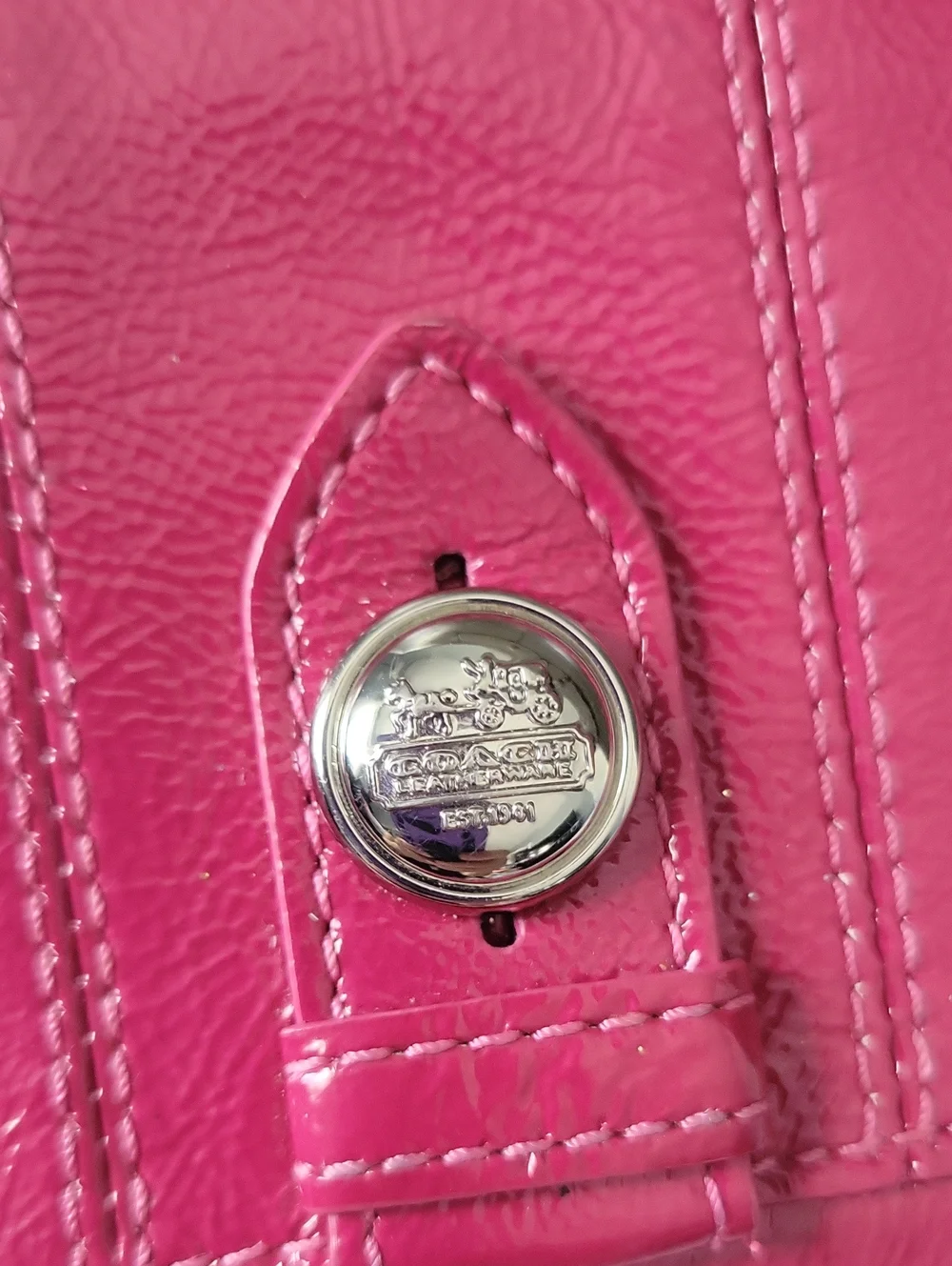 Coach Pink Patent Leather Small Wallet with Silver Turnlock